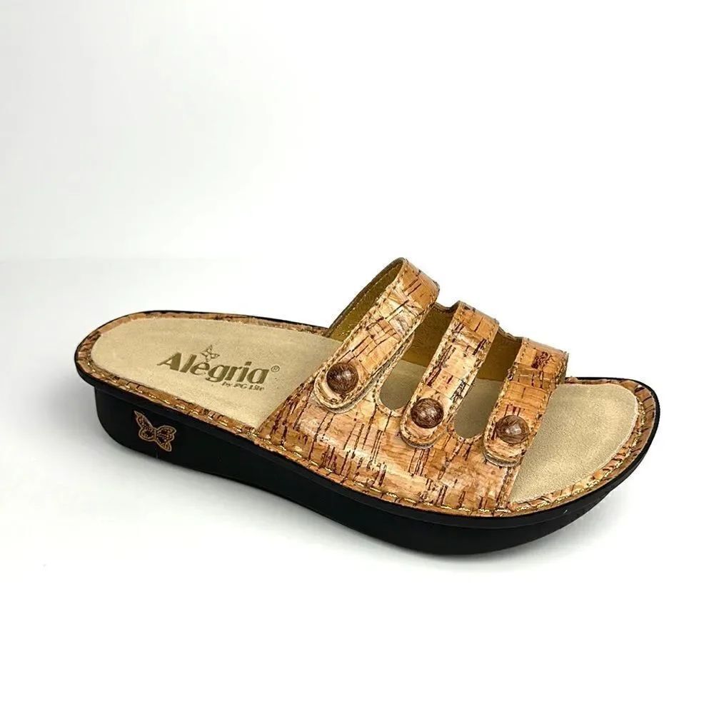 NWOT ALEGRIA Fiona Cork Print Slip On Platform Sandals EUR 37 US 7-7,5